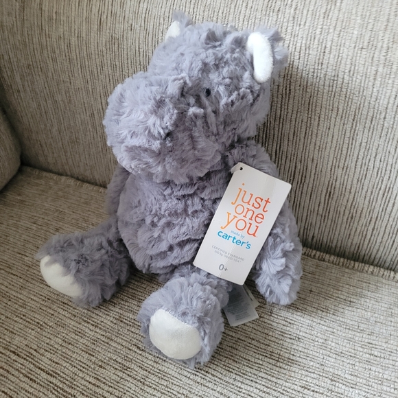 Carters Just One You Target Grey Shaggy Hippo Plush Stuffed Animal Baby Toy NWT - Picture 6 of 6